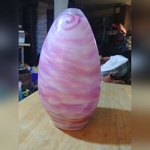Pink Swirl Glass Art Lamp
